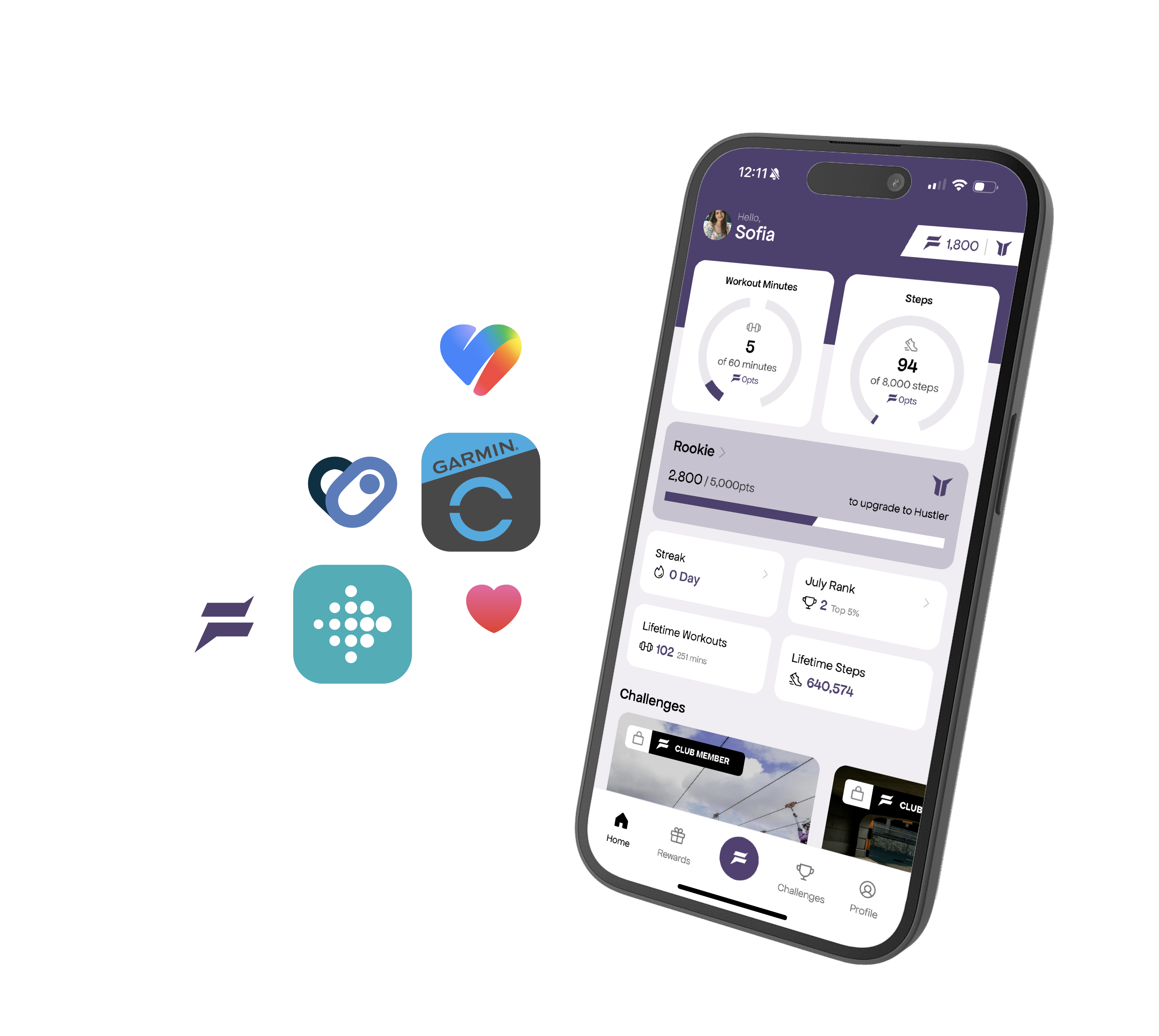 Fit Rewards home screen